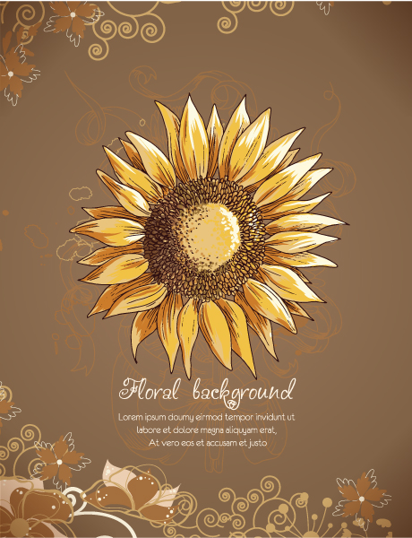 Download Vintage Sunflower background 1 vector free download