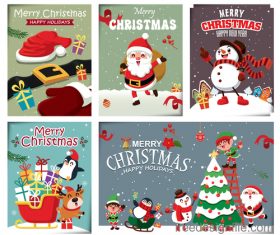 Vintage Xmas poster design vector