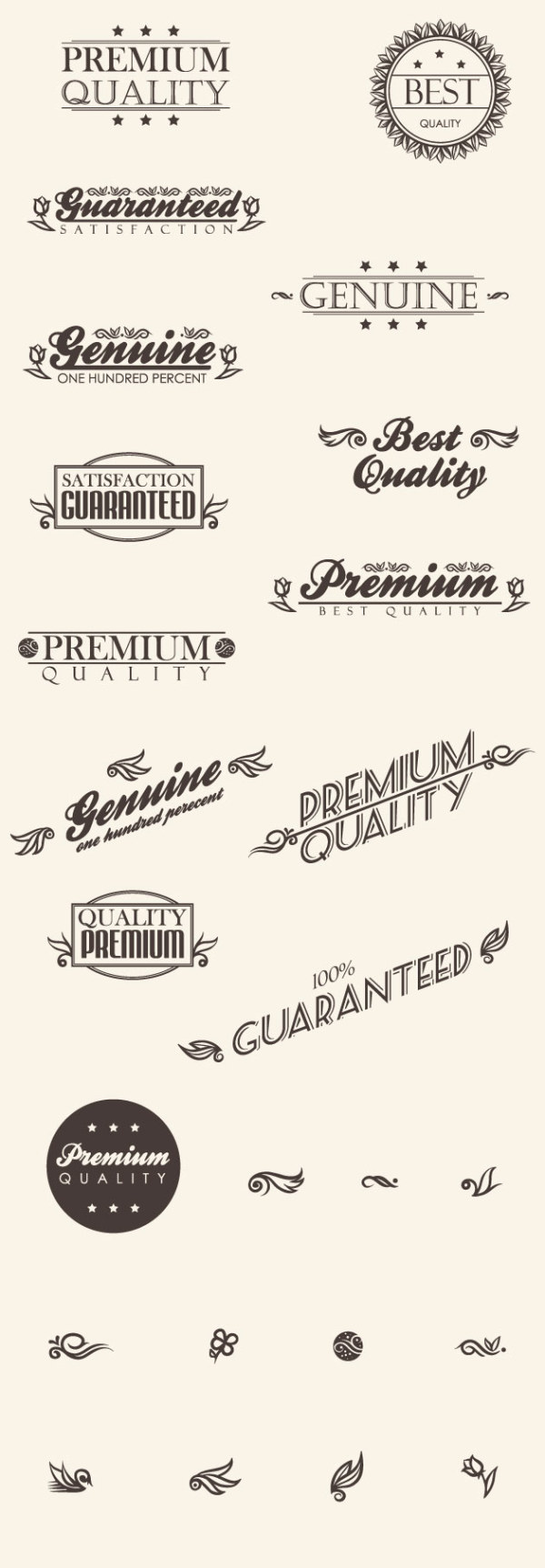 Vintage adornment labels vector