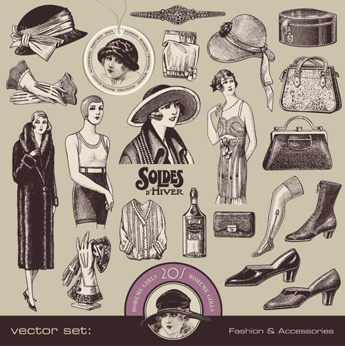 Vintage elements 8 vector graphics free download
