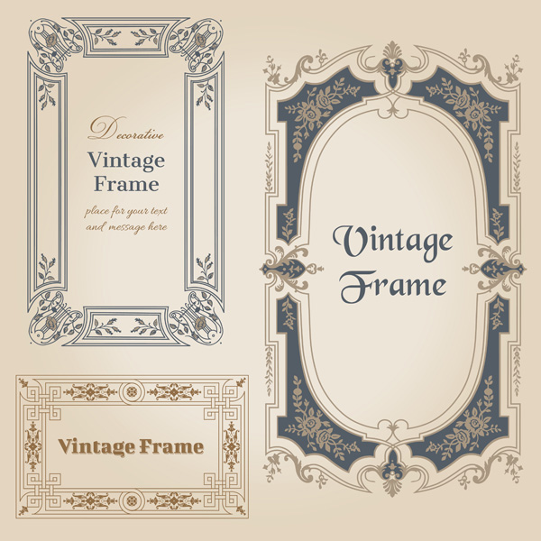 Vintage frames elements vector