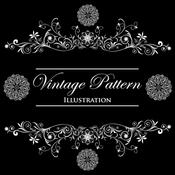Vintage pattern background art set vector