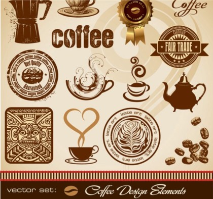 Vintage style coffee elements vectors