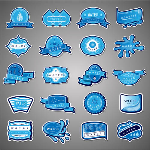 Water Blue Labels vector graphics