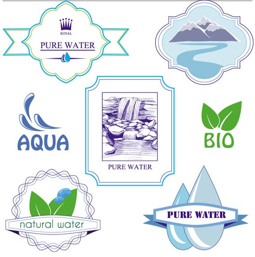 Water Shiny Labels vector