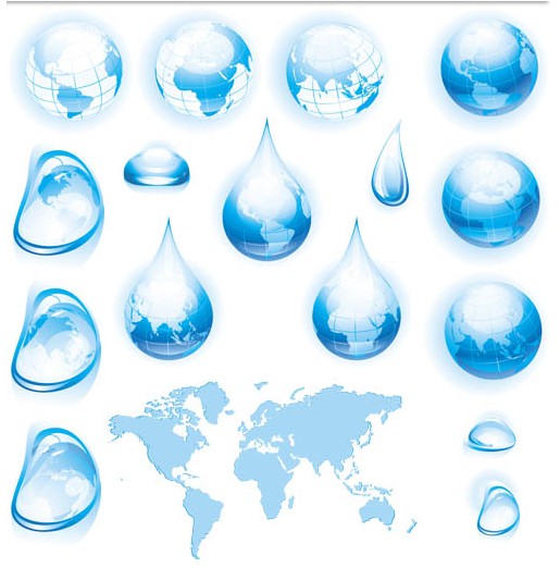 Water Style Globes vector set