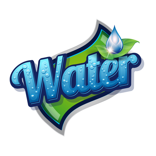 Water label set vector