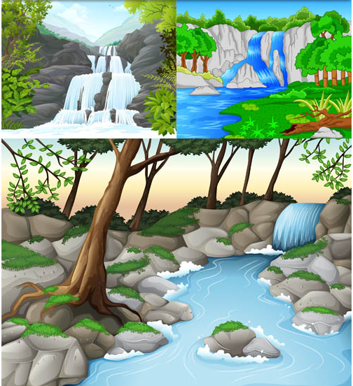 Waterfalls graphic vector