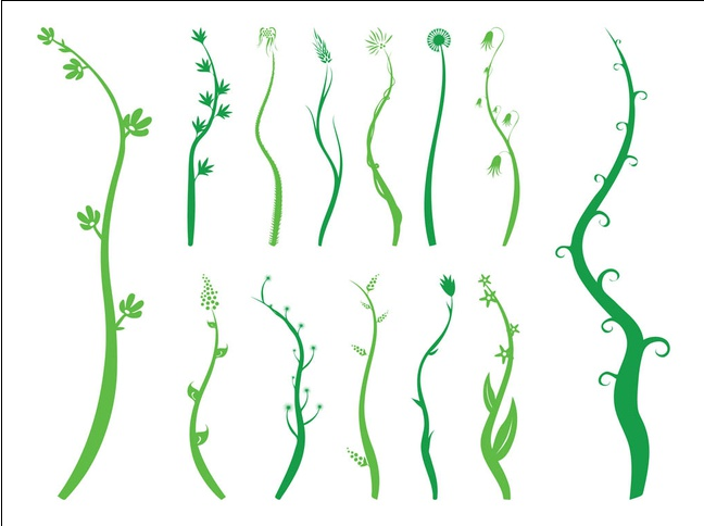 Waving Plants Silhouettes art design vectors
