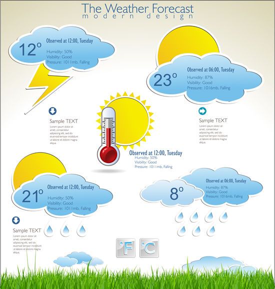 Weather infographics 3 vectors