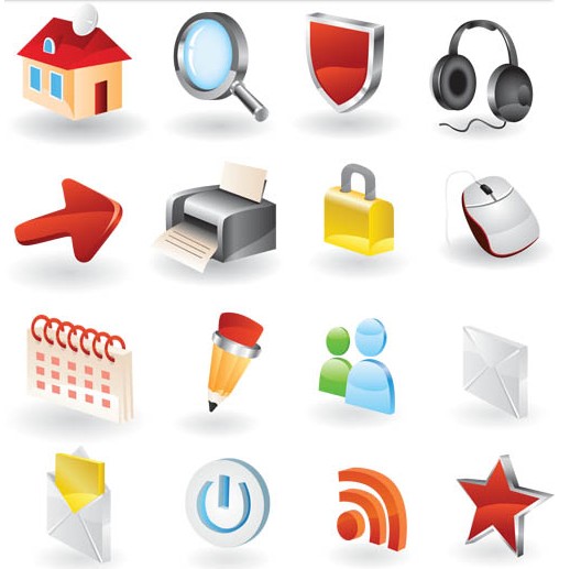 Download Web 3D Icons Vector shiny free download
