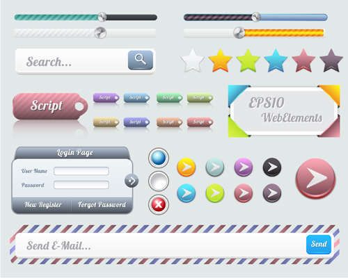 Web interface buttons 3 design vector