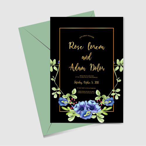 Wedding invitation card elegant design vector 02