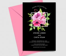Wedding invitation card elegant design vector 03