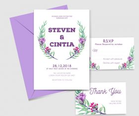Wedding invitation card elegant design vector 04