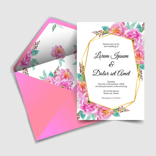 Wedding invitation card elegant design vector 06