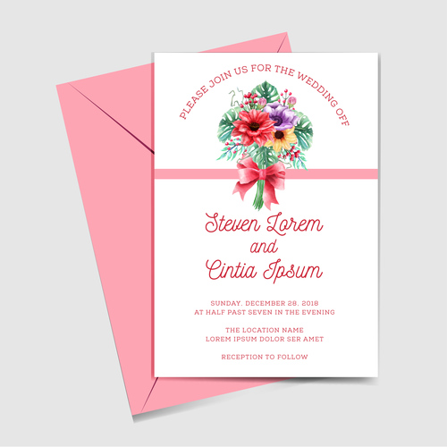 Wedding invitation card elegant design vector 07