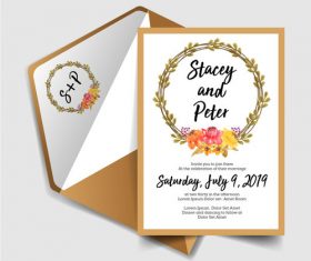 Wedding invitation card elegant design vector 09