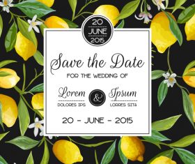 Wedding invitation card with lemon vector