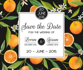 Wedding invitation card with orange vector
