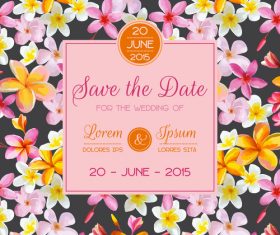 Wedding invitation card with tropical flower vector