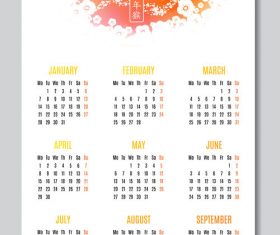 White 2019 pig year calendar template vector