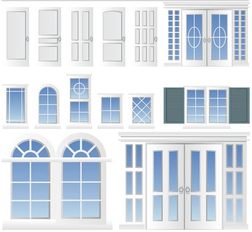 White Windows and Doors Vector graphic