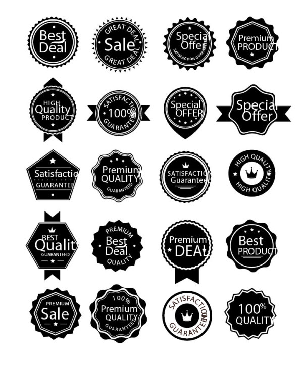White and Black Sale labels vector