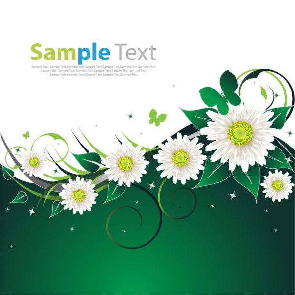 White flower background vector set