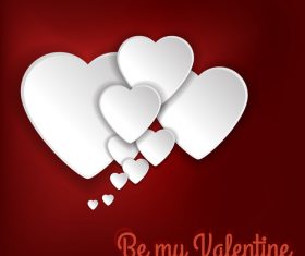 White heart with red valentine card vector