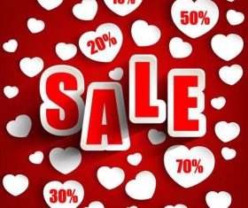 White heart with valentine day sale discount background vector