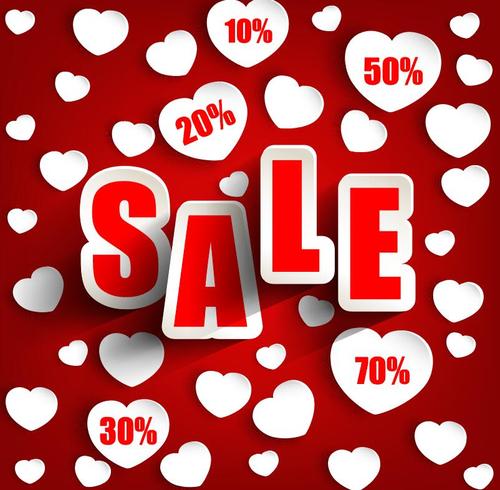 White heart with valentine day sale discount background vector