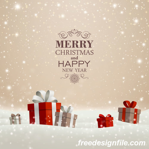 Winter christmas gift card template vectors 05