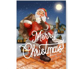 Winter christmas wiht cute santa claus vectors 01