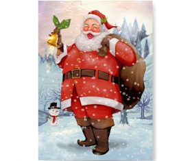 Winter christmas wiht cute santa claus vectors 02