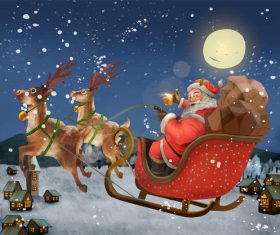 Winter christmas wiht cute santa claus vectors 03