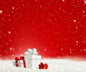 Winter red christmas background with gift boxs vector