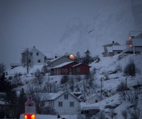 Winter town under the night Stock Photo