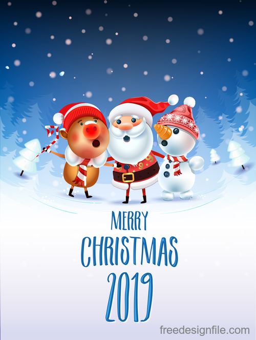 Winter white snow with christmas card vector free download