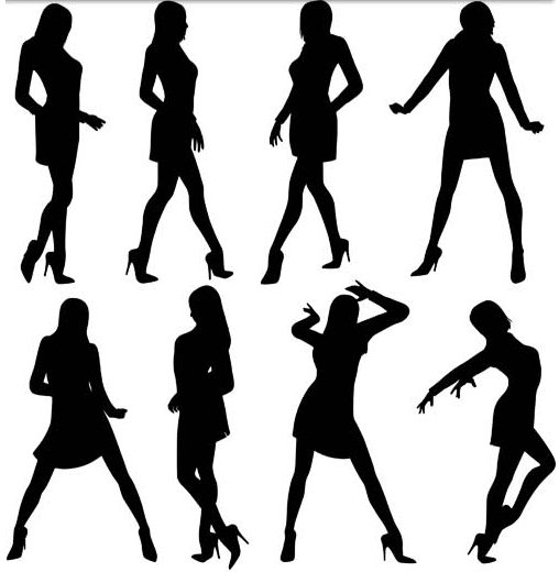 Women Silhouettes Set design vector free download