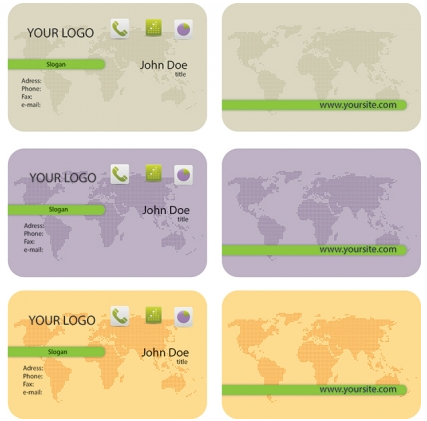 World map business cards design vectors