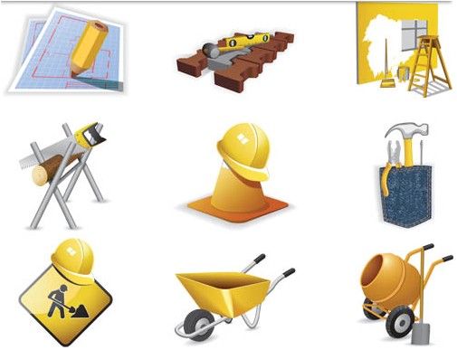 Yellow Repair Objects vector graphic
