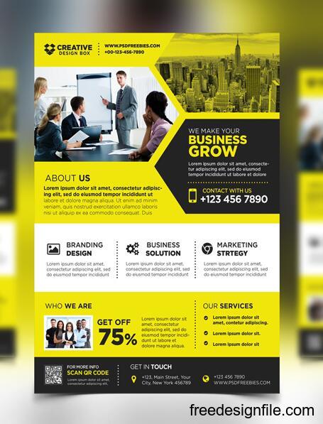 Yellow Styles Business Promotional Flyer PSD Template