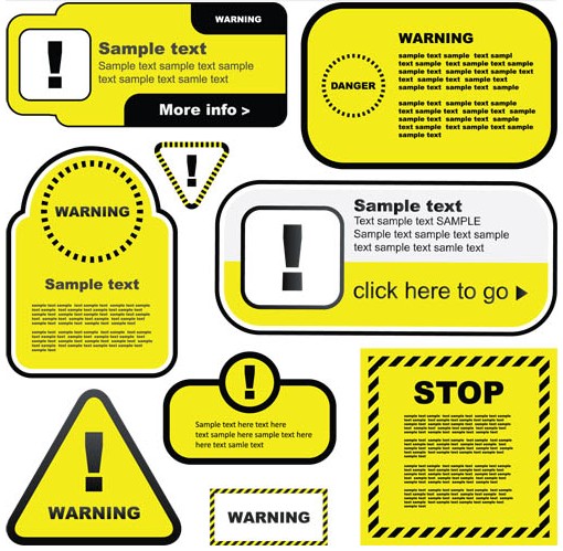 Yellow Warning Labels vector