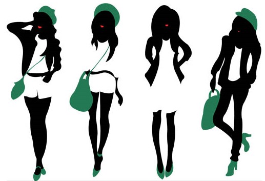 Young Girls Silhouettes vector