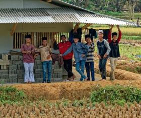 a group of minority children Stock Photo