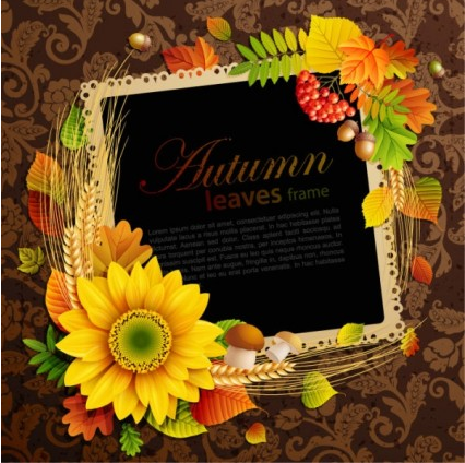 autumn leaves frame background vector