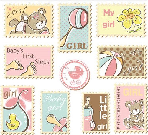 baby stamps graphic vector