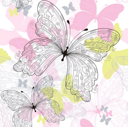 beautiful butterfly pattern 02 shiny vector