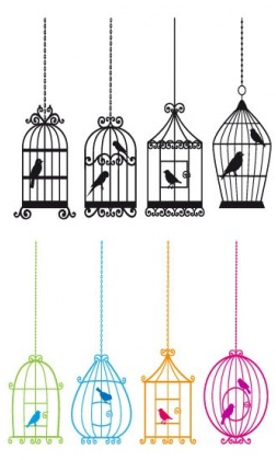 bird and birdcage vector design